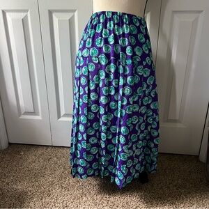Frayne Vintage Floral Purple and Green Women's Skirt Size 18